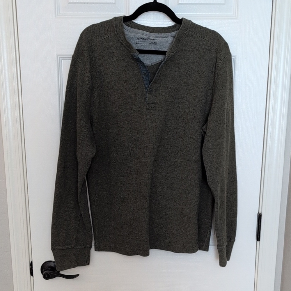 Eddie Bauer Men's Olive Crewneck Sweater